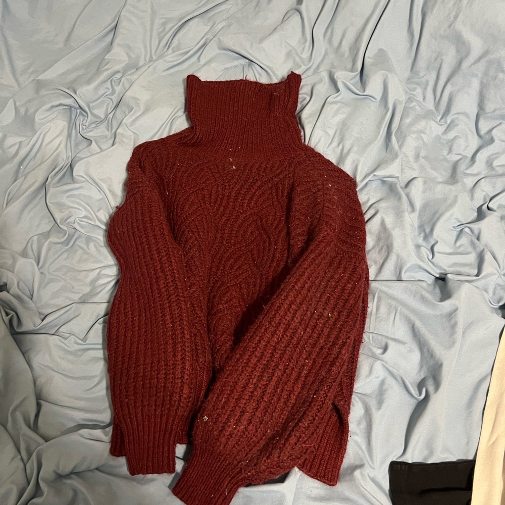 a new day Red Cowl Turtleneck Sweater
